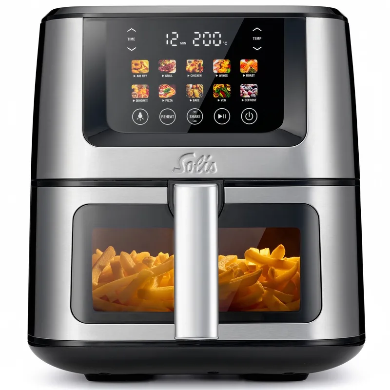 Airfryer Air Fry & Dry XL - Multifunctionele Heteluchtfriteuse - 40 tot 230 Graden - 7.5L - 10 Verschillende Programma's de Solis en Rvs – photo produit