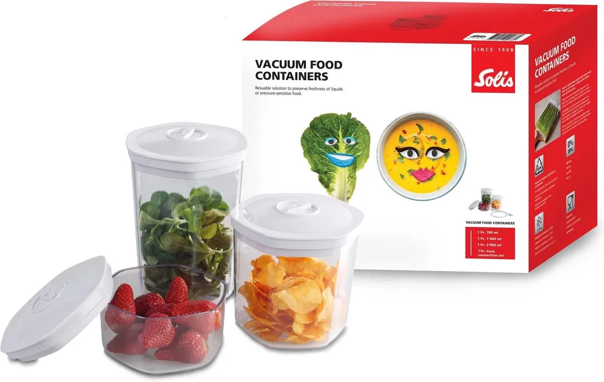 Bewaarcontainer set - Vershoudbakjes - 3 stuks - Vacuüm Bewaardoos fra Solis i Gennemsigtig – produktbillede