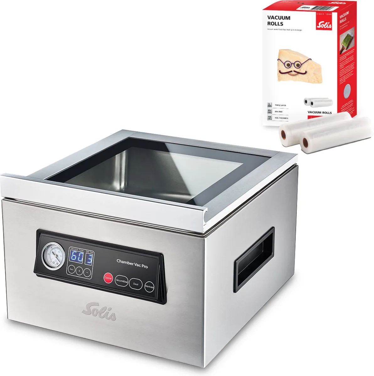 Chamber Vac Pro 5702 Vacumeermachine + 2 Vacuümrollen (20 x 600 cm) från Solis i Silver – produktbild