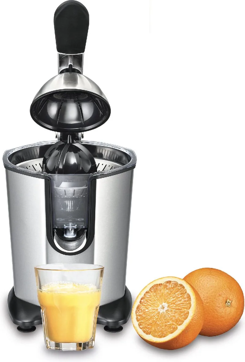 Citrus Juicer 8453 Citruspers - Sinaasappelpers Elektrisch - Citroenpers Electrisch - 160 Watt - Zilver von Solis in Rvs – Produktfoto