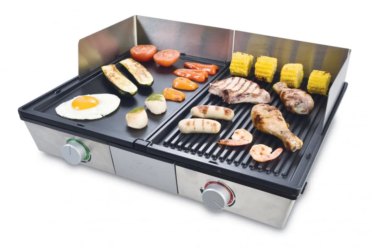 Deli Grill 7951 Grill Apparaat - Bakplaat Electrisch - Grillplaat - Xylan Anti-Aanbaklaag - Zilver/Zwart fra Solis i Rvs – produktbillede