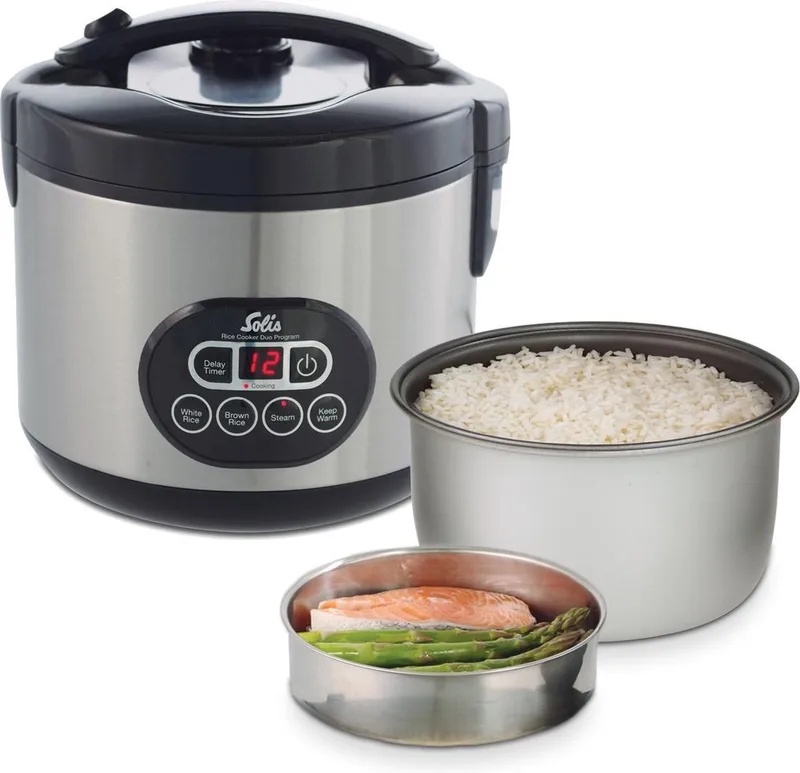 Rice Cooker Duo Programm 817 Rice Cooker met Stomer - Rijstkoker en Stoomkoker - Stoompan - Zilver de Solis en Argent, Gris, Noir – photo produit