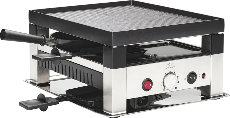 Solis 5 in 1 Tafelgrill 791 Gourmetstel 4 Personen - Grill, Wok, Pizzamaker, Raclette en Pannenkoeken - Raclette Gourmet Set - Bakplaat Gourmetten - Zilver/Zwart by Solis in Silver – product photo