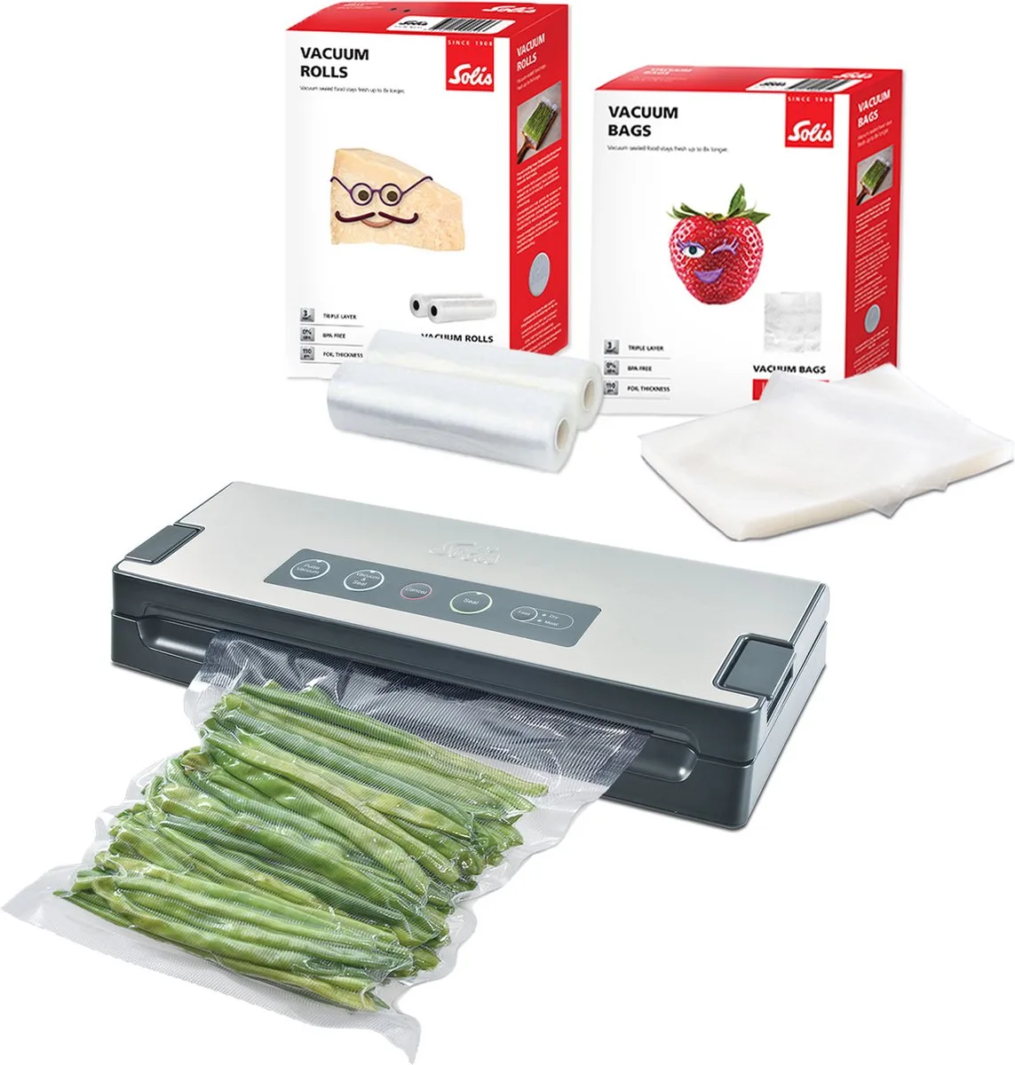 Vac Premium 574 Vacumeermachine + 2 vacuümrollen + 50 vacuümzakken - Grijs van Solis in Grijs – productfoto