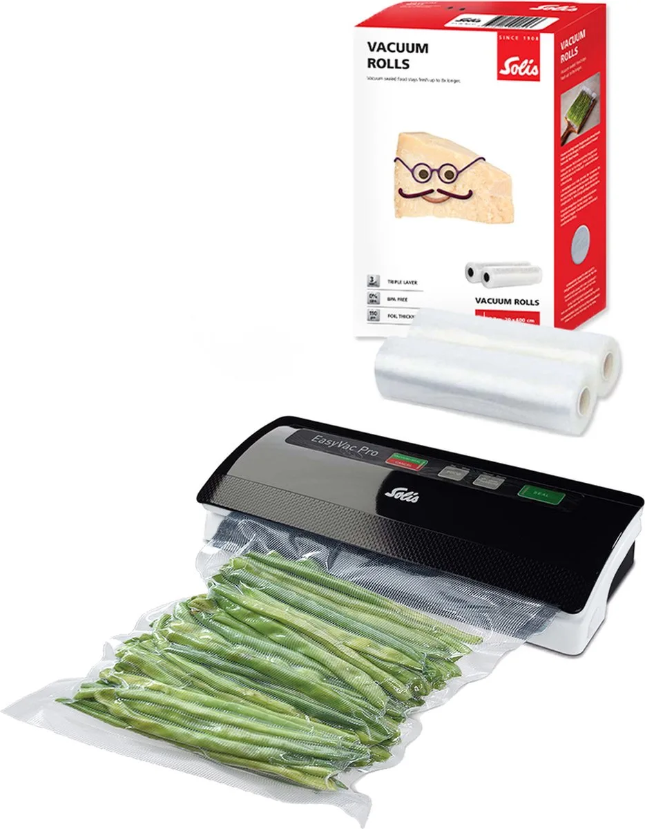 Vac Pro 569 Vacumeermachine - Vacuum Sealer Inclusief 2 Vacuümrollen (20 x 600 cm) - Vacuummachine met Slangaansluiting - Zwart/Grijs de Solis en Gris – photo produit