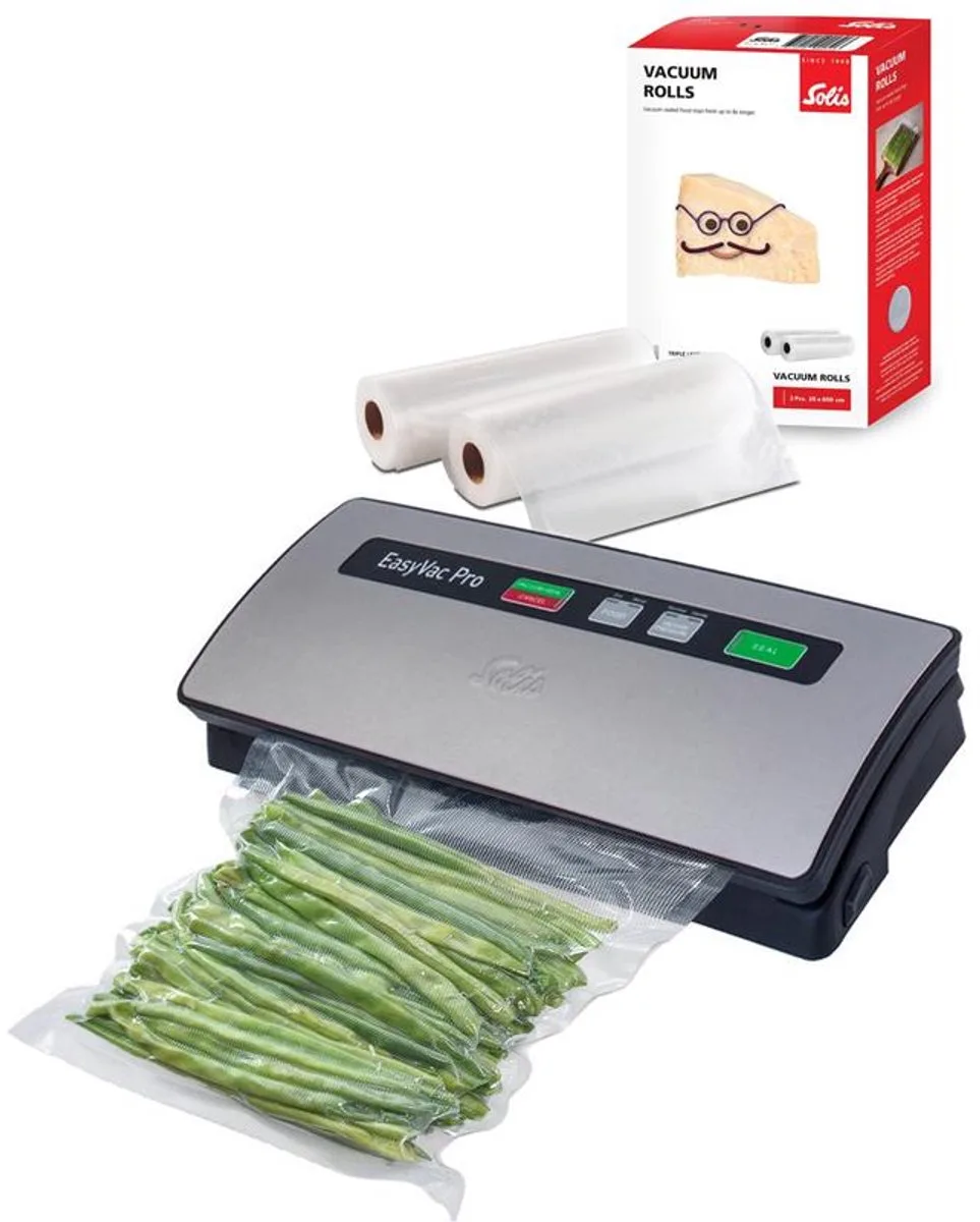 Vac Pro 569 Vacumeermachine - Vacuum Sealer - Vacuummachine met Slangaansluiting + 2 Vacuumrollen 20 x 600 cm från Solis i Grå – produktbild