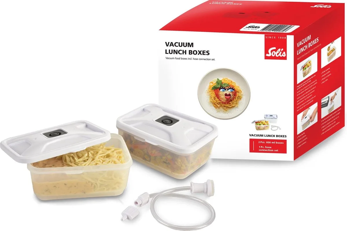 Vacuum Lunch Box - Vershoudbakjes - 600 ml - 2 stuks fra Solis i Hvid – produktbillede