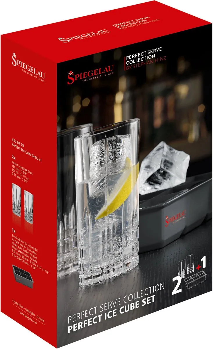Perfect Serve Ice Cube Set, 2 longdrinkglazen + ijsblokjesvorm, glas, transparant, 350 ml, 4500279 von Spiegelau in Transparent – Produktfoto