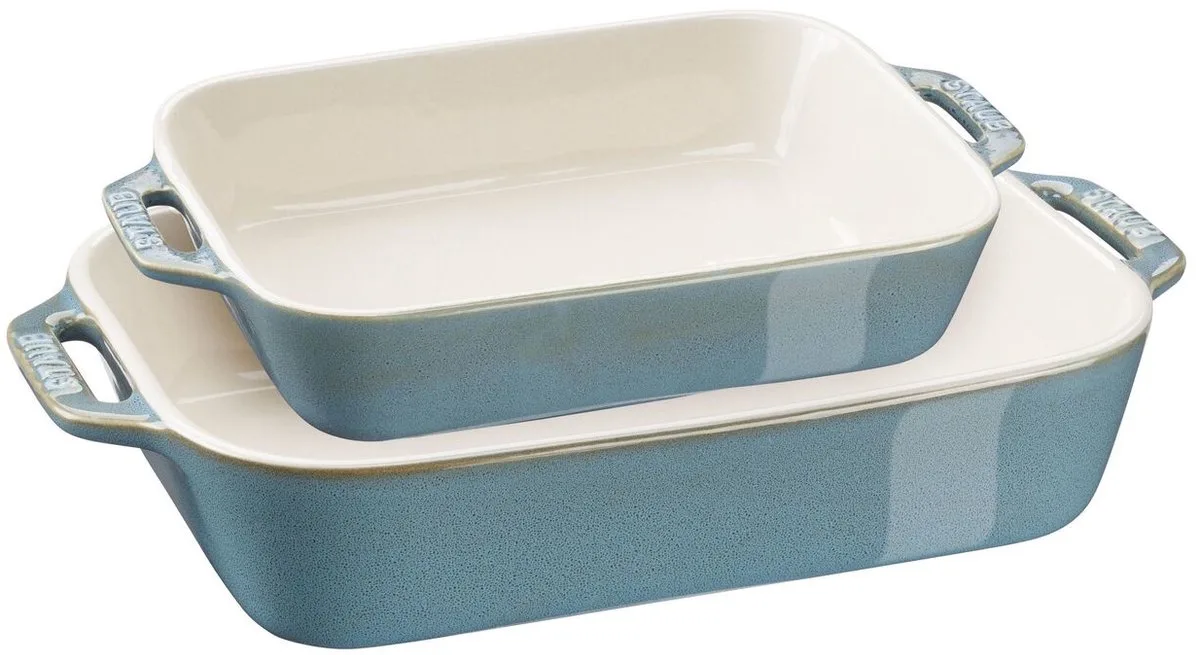 Ceramic - set/2 gratineerschaal - ovenschalen - 20x27 / 20x16 från Staub i Turkos – produktbild