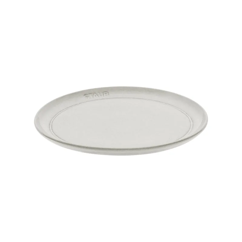 Dining Line Teller flach, 22 cm | Weisser Trüffel | Keramik von Staub – Produktfoto