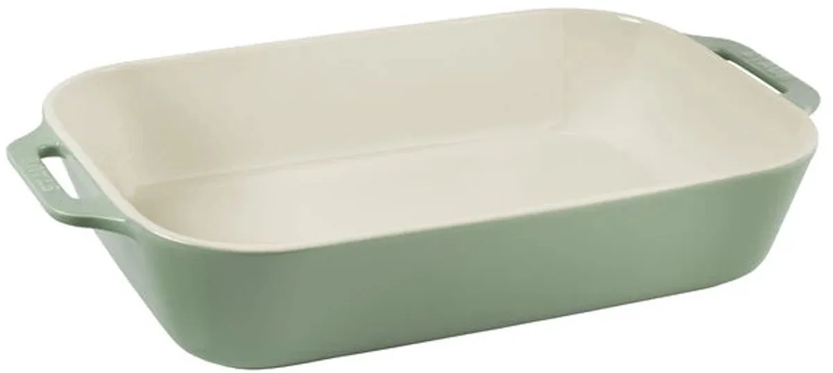 keramiek ovenschaal set van 3: 20x16cm + 27x20cm + 34x24cm eucalyptus från Staub i Grön – produktbild