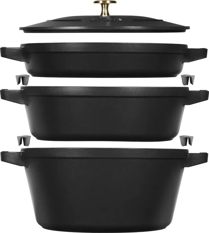 La Cocotte Kochtopfset, 3-tlg | Schwarz | rund | Gusseisen von Staub – Produktfoto