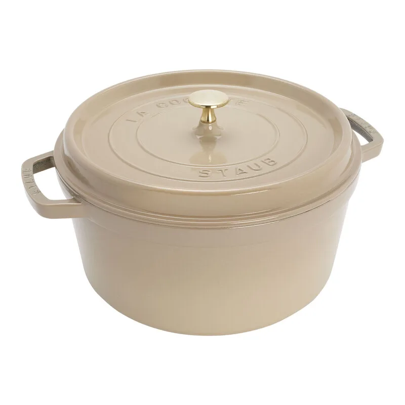 La Cocotte runder Gusseisen-Cocotte - 28 cm - 6,7 L - Sesam - Induktionsgeeignet fra Staub – produktbillede