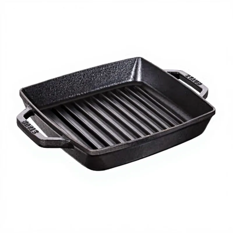 Quadratische Gusseisen-Grillpfanne – Doppelgriffe – 23 × 23 cm von Staub – Produktfoto