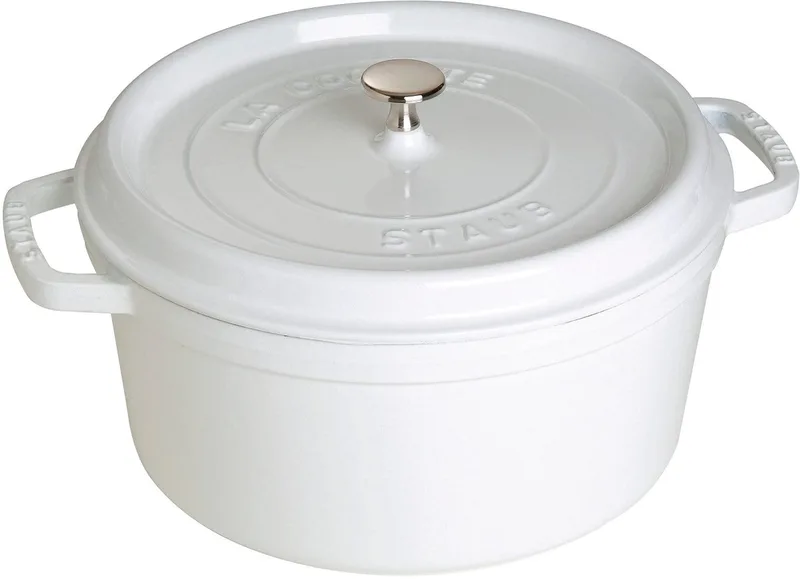 Ronde Cocotte 28cm - wit - gietijzer - 6.75L by Staub in Helder wit – product photo