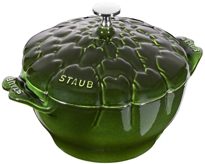 Special Cocotte Braadpan 3L - Gietijzer, Artichoke Design von Staub in Grün – Produktfoto