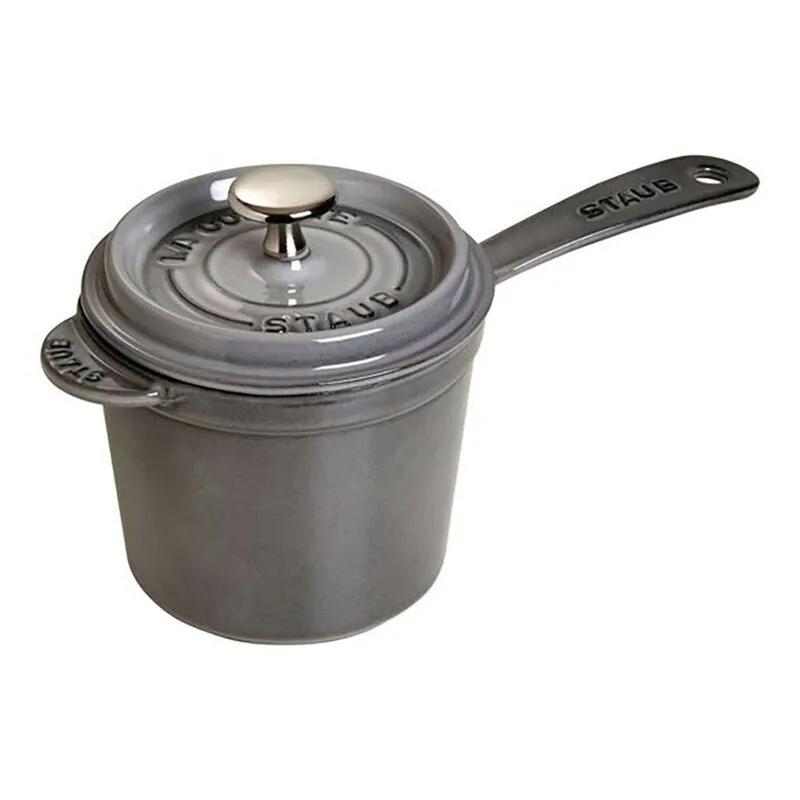 Specialities Stielkasserolle aus emailliertem Gusseisen mit Gusseisendeckel, 14 cm / 1,2 L, Graphitgrau, emailliertes Gusseisen/induktionsgeeignet/ofenfest/spülmaschinenfest från Staub – produktbild