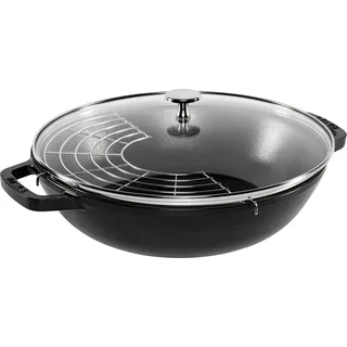 Wokpan - ø 30 cm / 4.4 liter - geëmailleerde anti-aanbaklaag de Staub en Noir – photo produit 2 sur 5