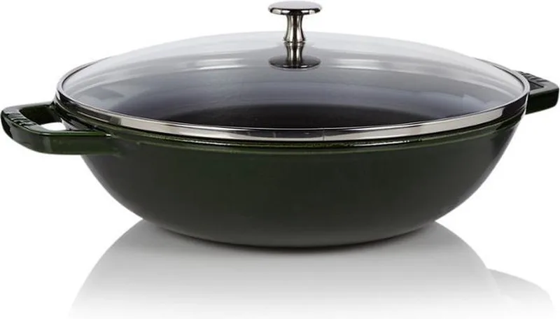 Wokpan - ø 30 cm / 4.4 liter - geëmailleerde anti-aanbaklaag de Staub en Noir – photo produit 1 sur 5