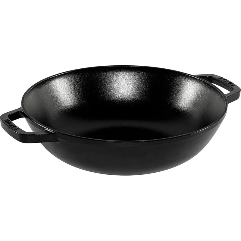 Wokpan - ø 30 cm / 4.4 liter - geëmailleerde anti-aanbaklaag de Staub en Noir – photo produit 4 sur 5