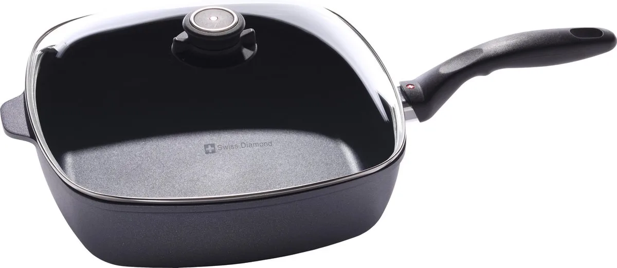 Sauteerpan - Vierkant - Met Deksel - 28x28cm de Swiss Diamond en Gris – photo produit