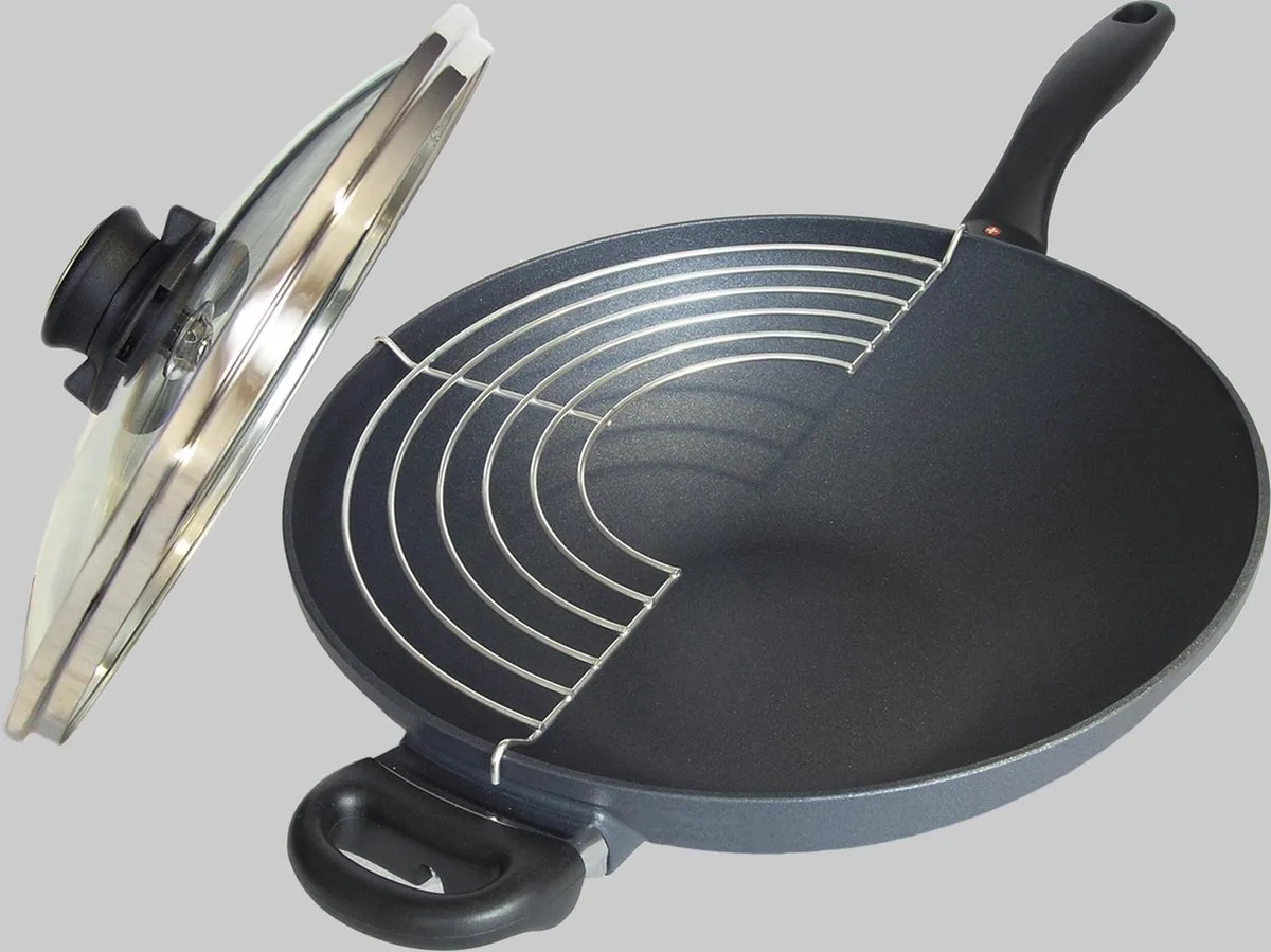 Wok - Met Deksel - 32cm van Swiss Diamond in Zwart – productfoto