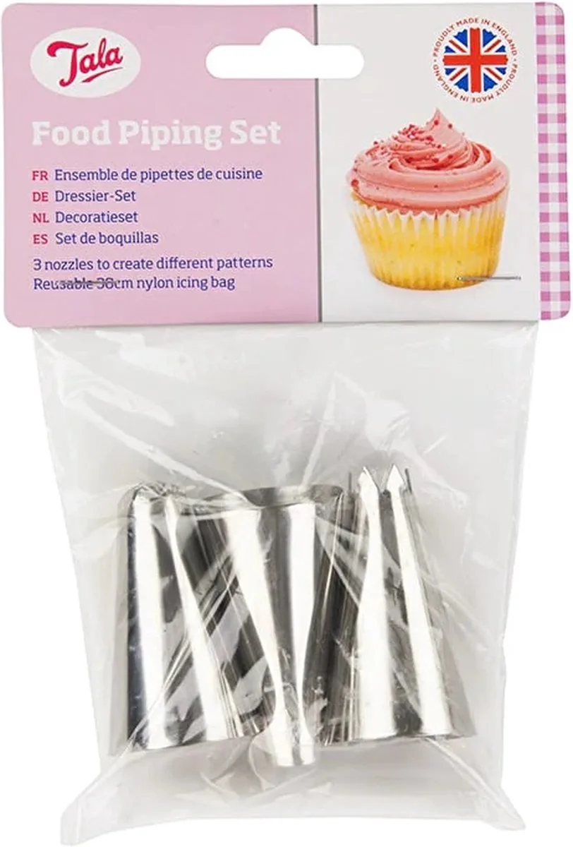 Decoratieset, Set van 3 Spuitmondjes, RVS fra Tala i Sølv – produktbillede