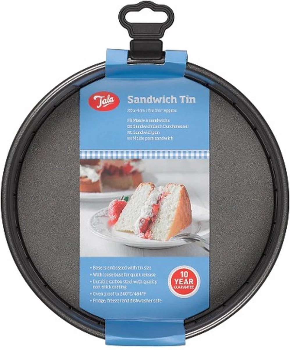 Everyday – Sandwich Bakvorm – 25 x 23 cm – Rond – Met Losse Bodem – Non-Stick Carbonstaal – Whitford Xylan Antiaanbaklaag – Stapelbaar – Brede Rand – Handwas van Tala in Grijs – productfoto