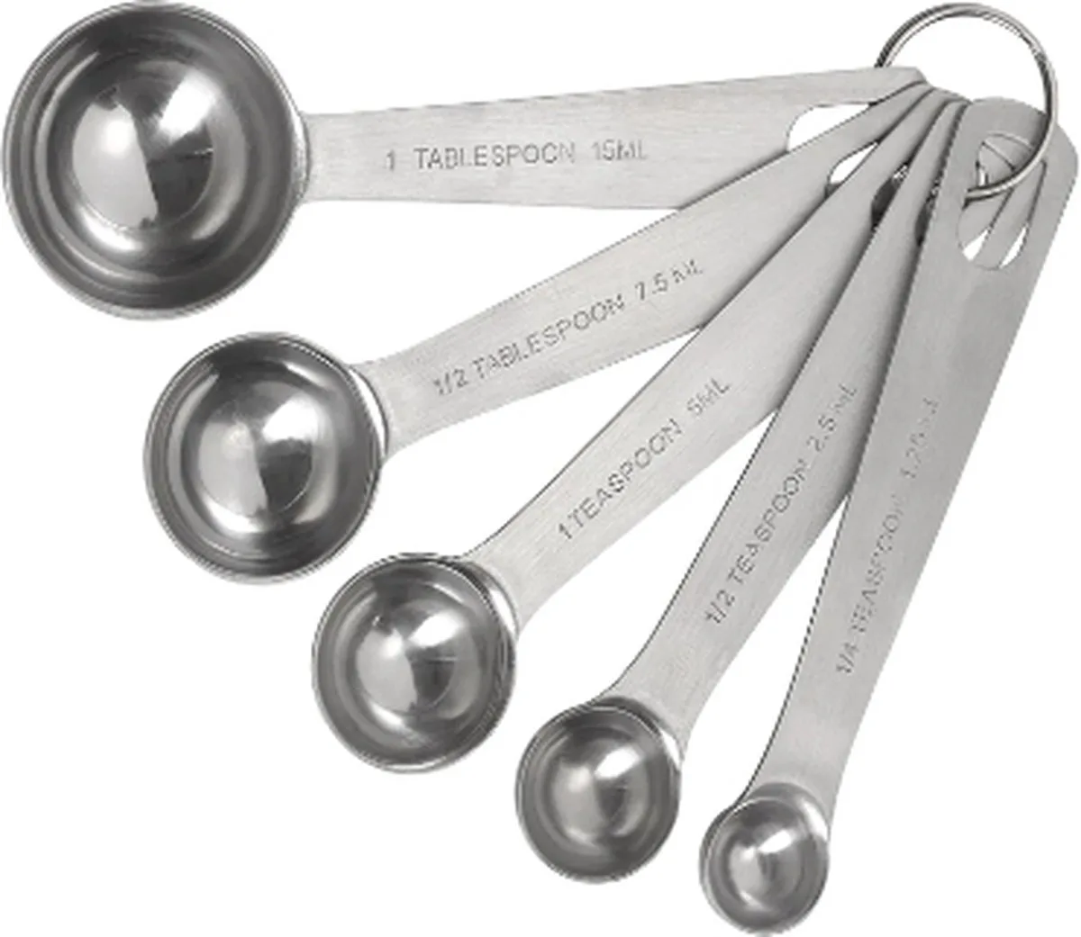 Maatlepels Set – 5 Stuks – RVS – Nederlandse & Engelse Maten – Vaatwasserbestendig van Tala in Zilver – productfoto