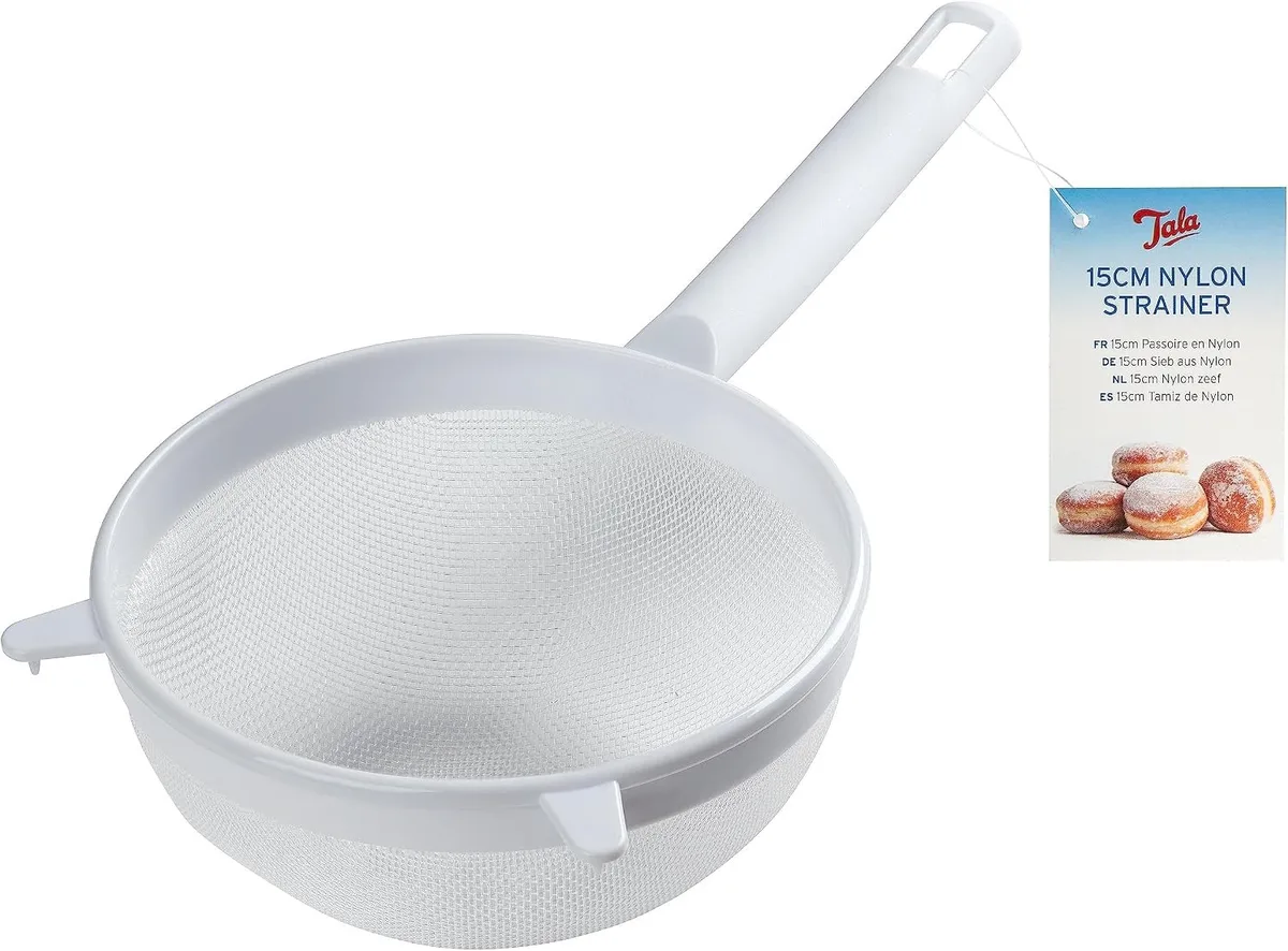 Nylon Zeef 15 cm - Ideaal voor Rijst, Groenten & Fruit fra Tala i Hvid – produktbillede