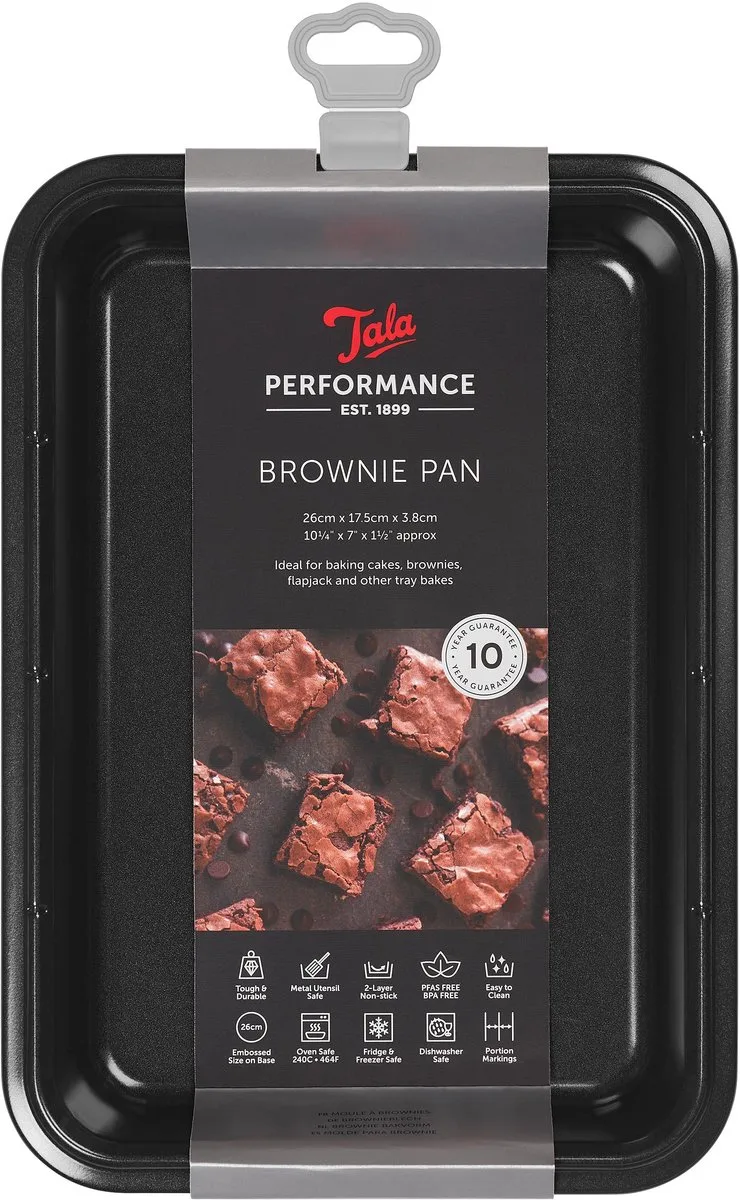 Performance – Brownie Bakvorm – 29,4 x 19,1 x 4 cm – Non-stick – Carbonstaal – Ovenbestendig tot 240°C – Vaatwasserbestendig by Tala in Black – product photo