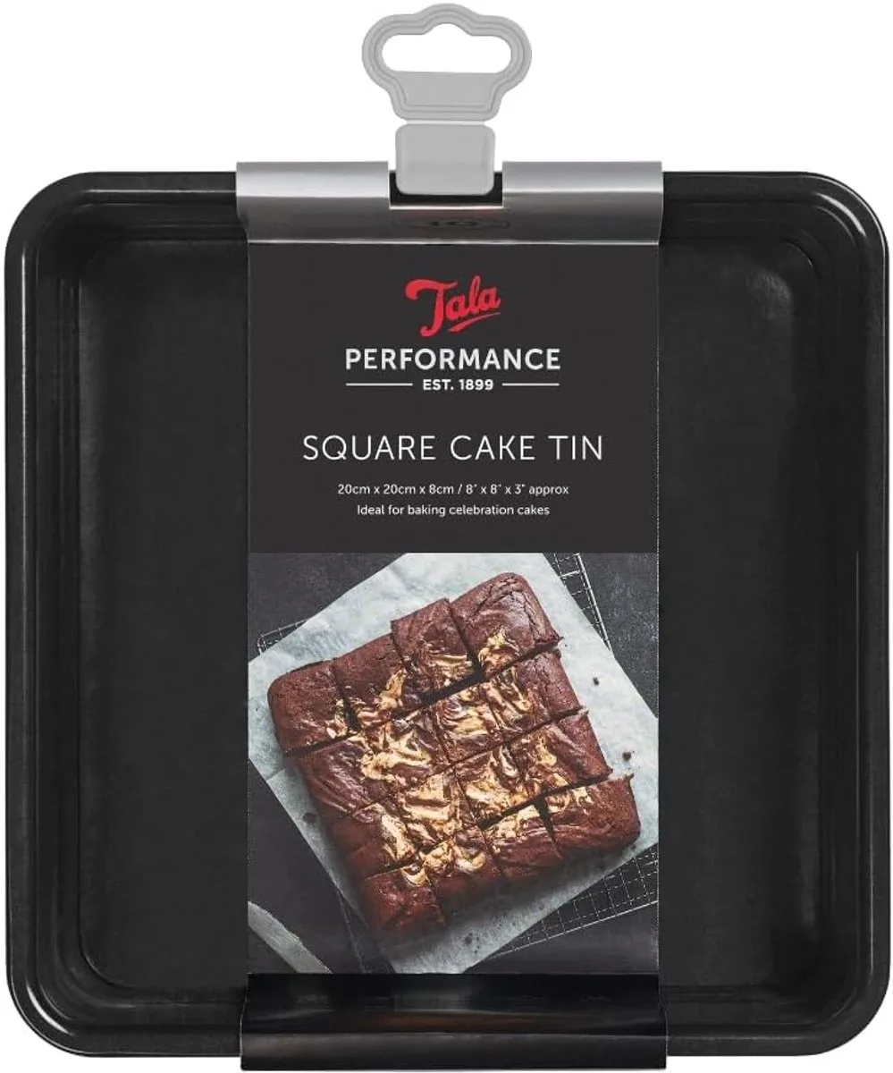 Performance - Vierkante Bakvorm - 20 cm - Losse Bodem - Dubbele Antiaanbaklaag - PFAS-vrij från Tala i Svart – produktbild