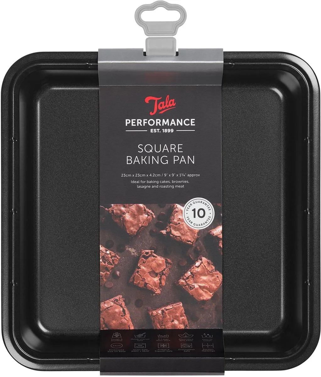 Performance - Vierkante Bakvorm - 23 cm - Antiaanbaklaag - Ovenbestendig - PFAS-vrij de Tala en Noir – photo produit