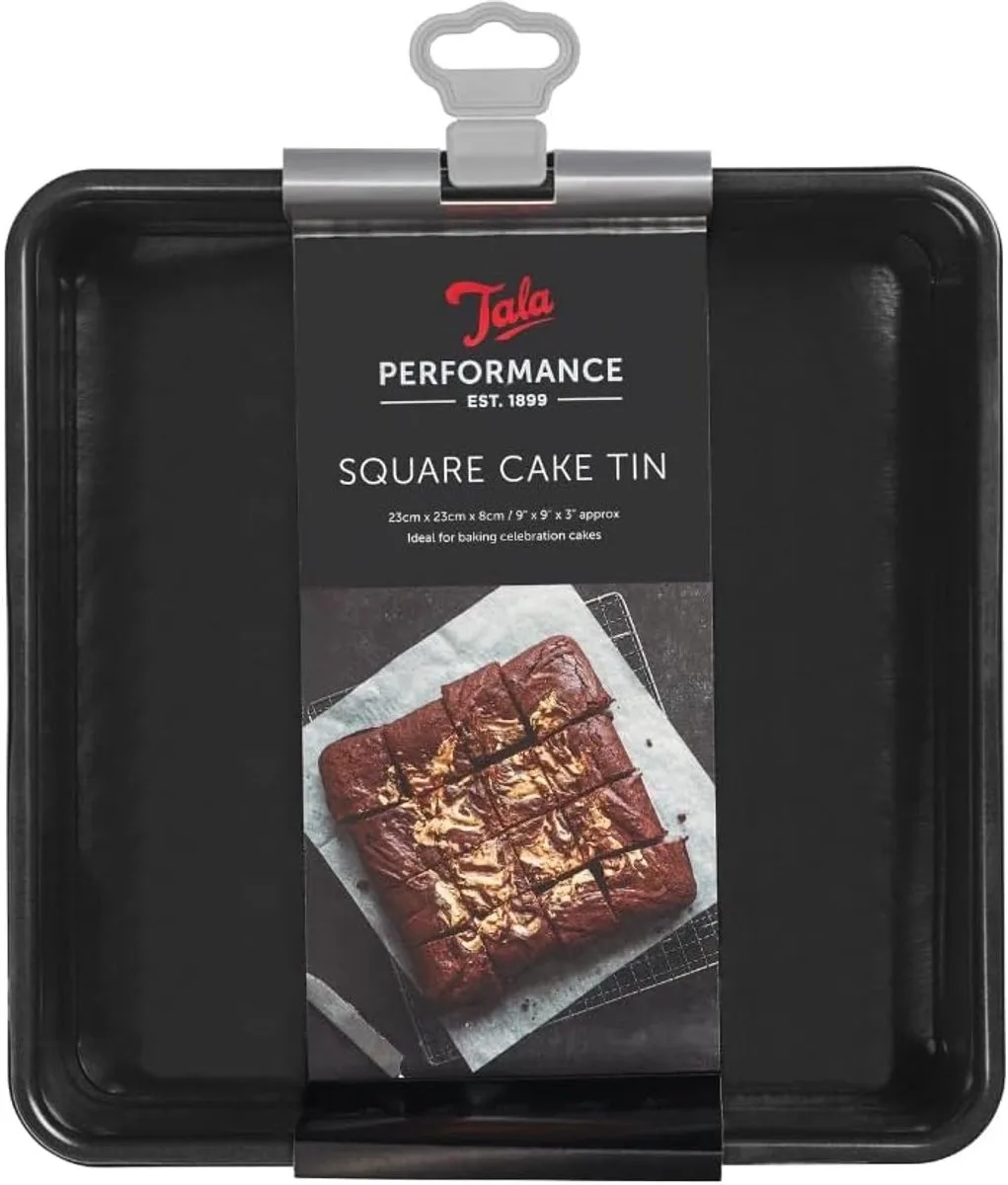 Performance – Vierkante Bakvorm met Losse Bodem – 23 cm – Dubbele Anti-aanbaklaag – Brownie & Taartvorm – Ovenbestendig Koolstofstaal de Tala en Noir – photo produit