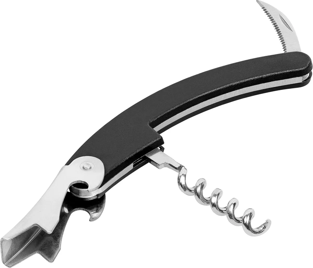 Tala - 3-in-1 Kurkentrekker - RvS Flessenopener - Kelnersmes - Wijnopener - Flesopener van Tala in Zwart – productfoto