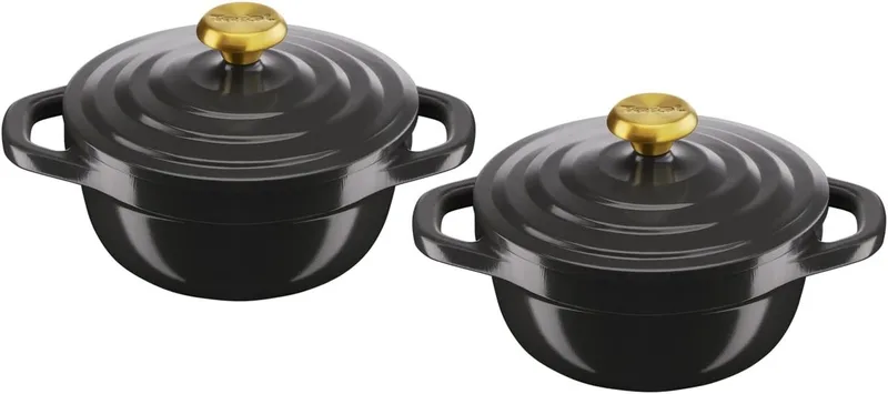 Air Set van 2 mini-braadpannen 11 cm, inhoud 0,45 l, licht gegoten aluminium, veilige keramische coating, condensatiedeksel, robuust, alleen ovenbestendig by Tefal in Light green – product photo