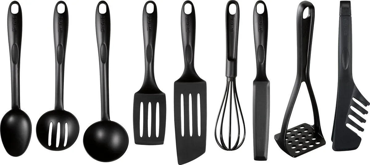 Bienvenue - Spatelset - 9-delig - Hittebestendig - Vaatwasserbestendig van Tefal in Zwart – productfoto