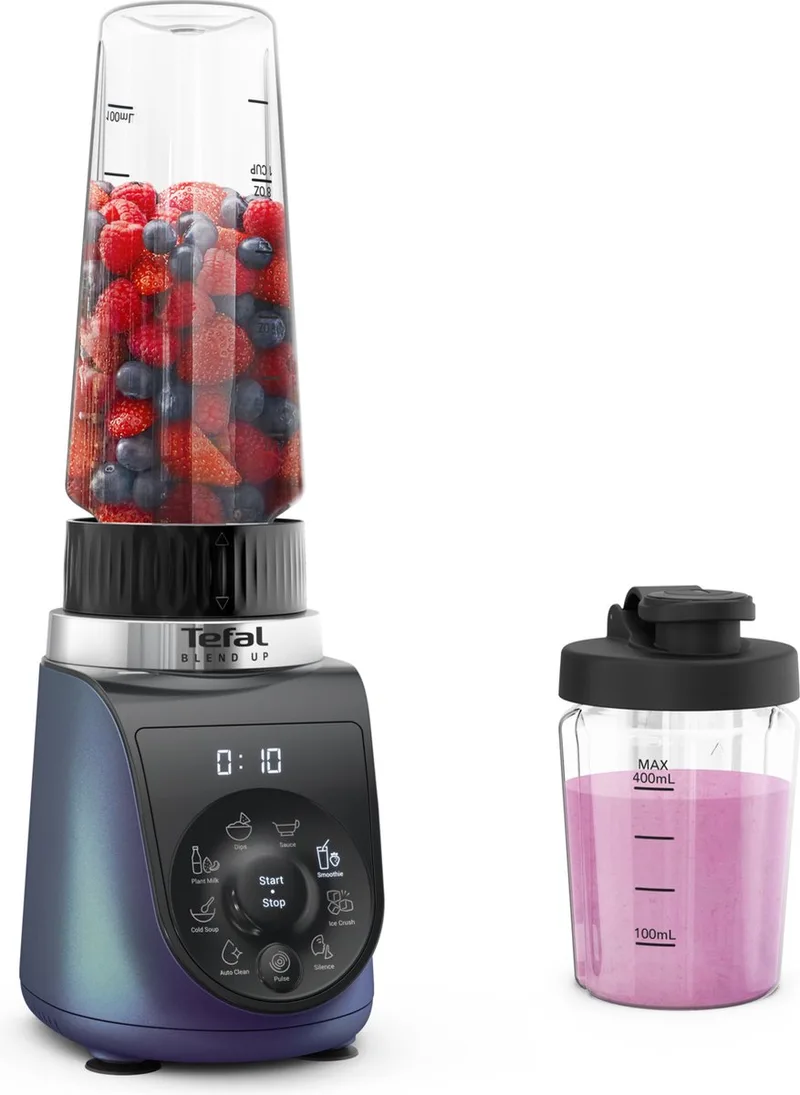 Blend Up BL19H4 - Blender - 400ml/700ml Tritan flessen - Smoothie Maker - 8 Automatische Programma's - Compact - 1000W by Tefal in Blue – product photo