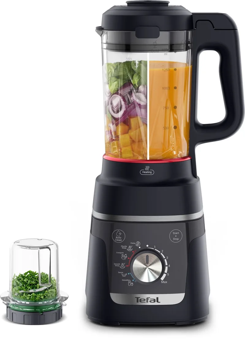 Blendforce Cook BL5768 - Blender - 1.5 L - Inclusief Mini Chopper - 5 automatische programma's - Met kookfunctie by Tefal in Black Knight – product photo