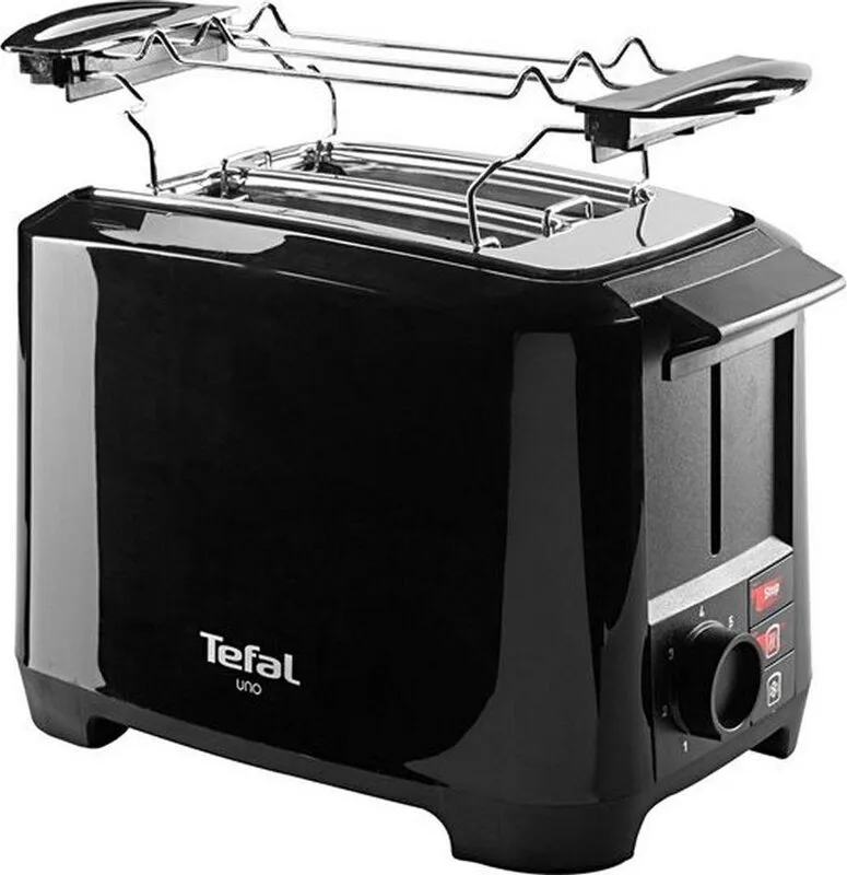 Broodrooster Uno Collection (TT1408DE) - 2-sleuven - 800 W vermogen - 7 bruiningsniveaus - uitneembare kruimellade - zwarte afwerking by Tefal – product photo
