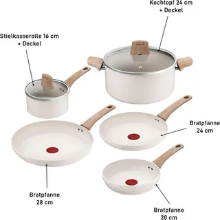 Cera Bright ON - Keramische Pannenset - 5-delig - PFAS-vrij - Geschikt voor Inductie von Tefal in Beige – Produktfoto 3 von 5