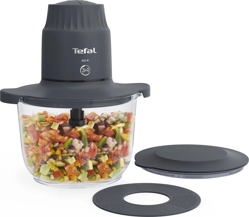 Choppeo MB6031 - Hakmolen - Glazen Bowl - 500 ml - Compact - Geschikt voor Groenten en Sauzen de Tefal en Noir – photo produit