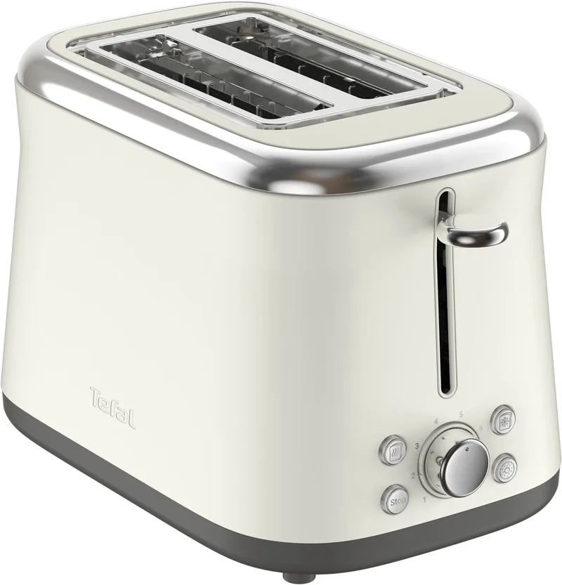 Collection TT720A Broodrooster - 8 Bruiningsniveaus - Extra Brede Sleuven - Rise - Voor Grote Sneetjes de Tefal en Blanc – photo produit