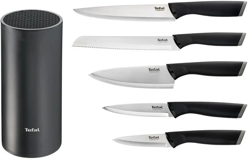 Comfort Knives Messenset - 5-delig - Met blok - Zwart by Tefal in Roestvrijstaal – product photo 2 of 5