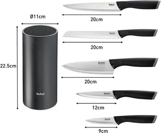 Comfort Knives Messenset - 5-delig - Met blok - Zwart by Tefal in Roestvrijstaal – product photo 5 of 5