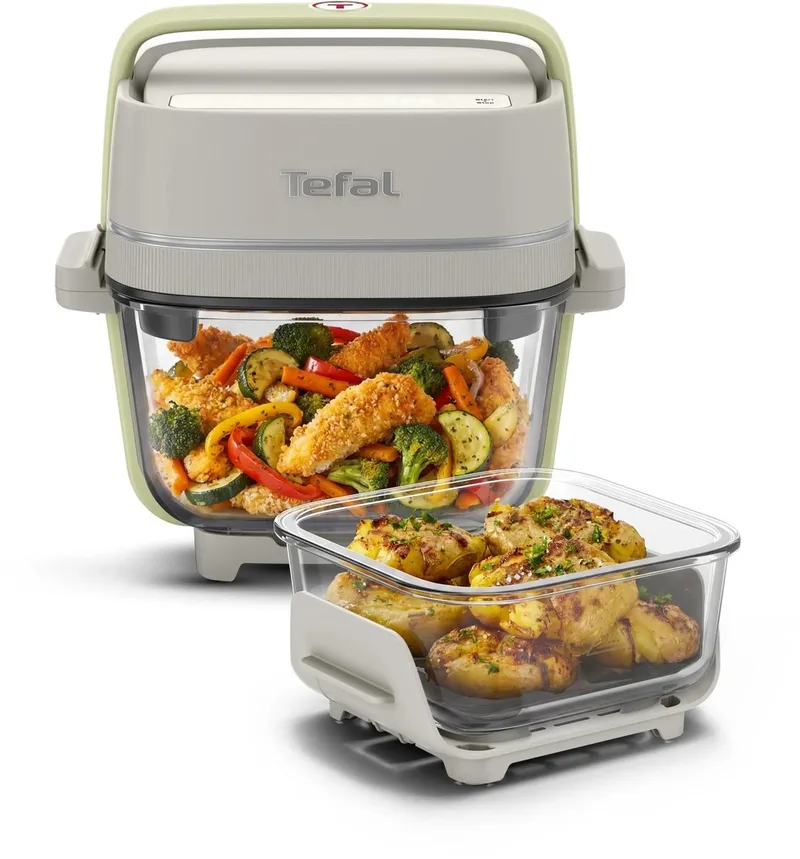 Crisp & Go FB701A - Airfryer met glazen schalen - 4 kookstanden - 1,4 L + 3,8 L by Tefal in White – product photo