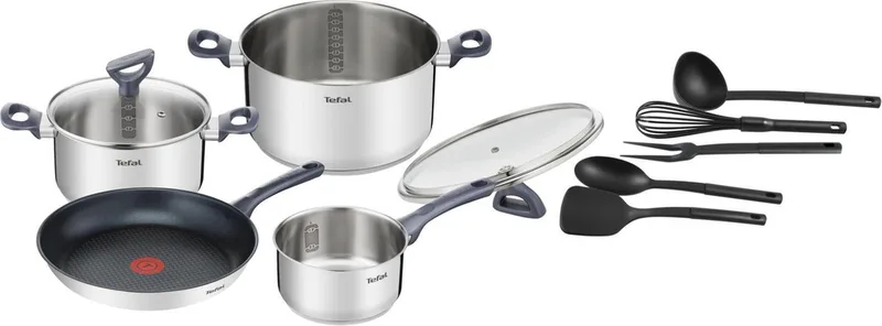Daily Cook - Pannenset - 11-delig - Inductie - RVS - Geschikt voor alle warmtebronnen von Tefal in Silber – Produktfoto