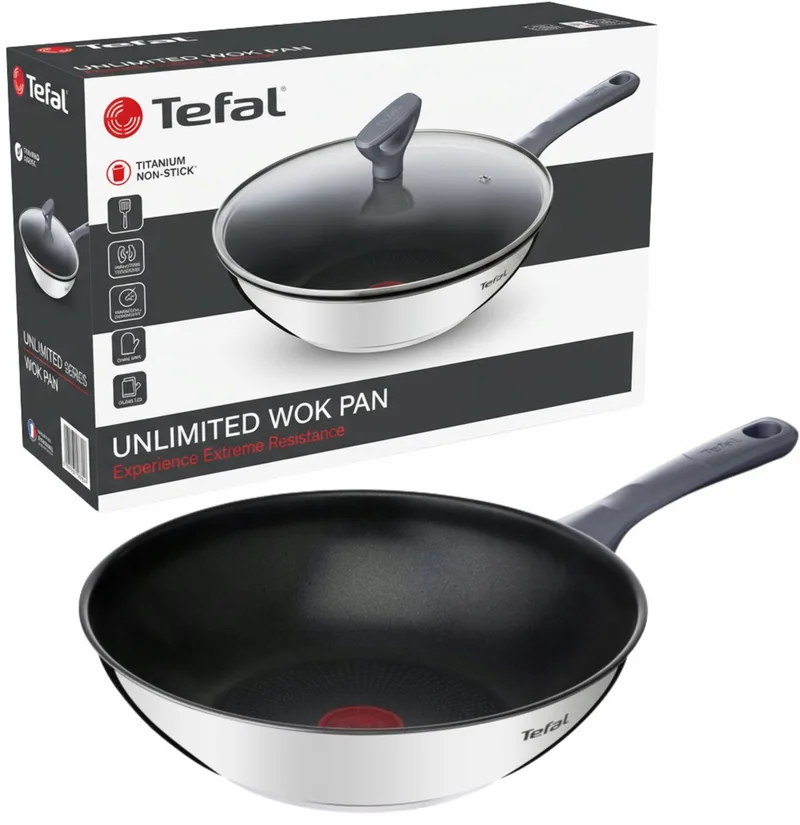 Daily Cook Wok met Deksel 28cm - Anti-aanbak, Inductie von Tefal in Silber – Produktfoto