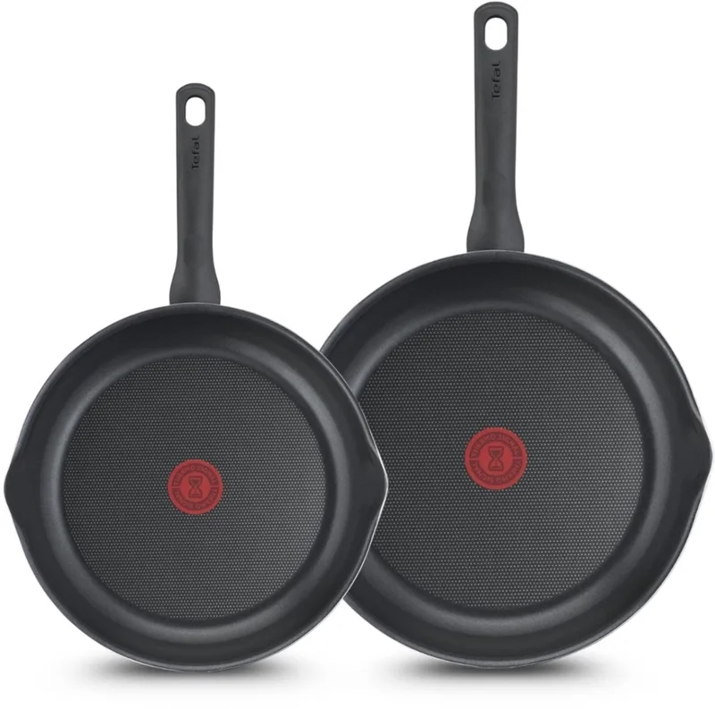 Day by Day Koekenpannenset - 24/28cm - Niet geschikt voor Inductie - Anti-aanbaklaag - Schenktuiten - Aluminium von Tefal in Schwarz – Produktfoto