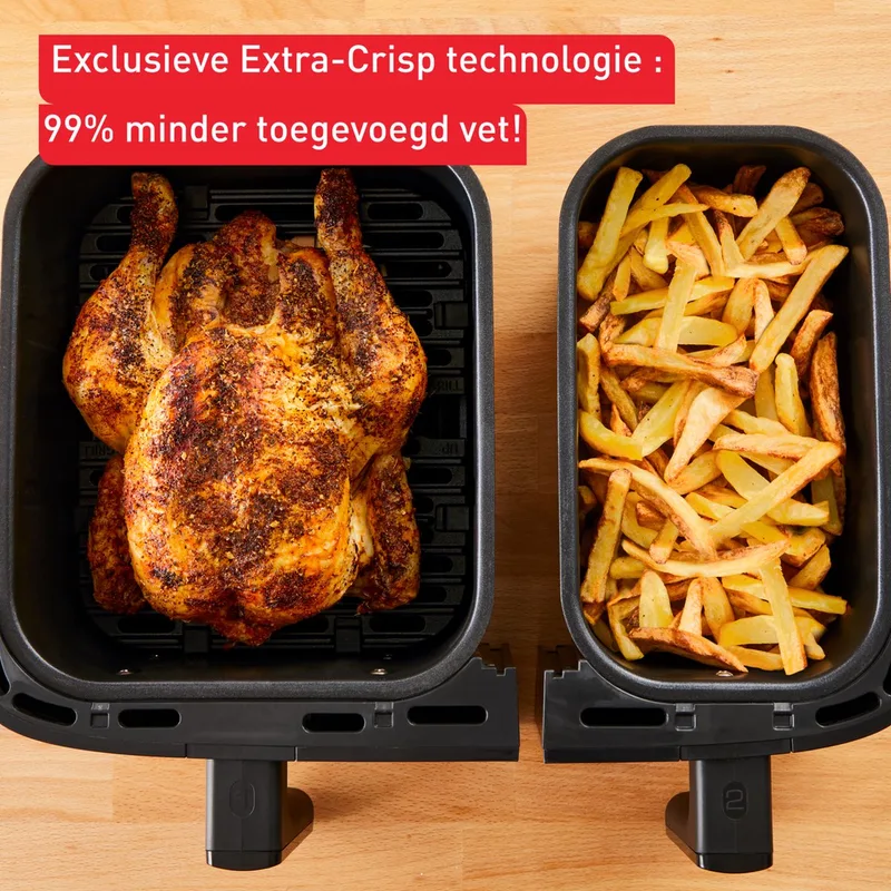 Dual Easy Fry & Grill Easy Fry Dual EY9018 XXL heteluchtfriteuse met dubbele lades by Tefal in Black – product photo